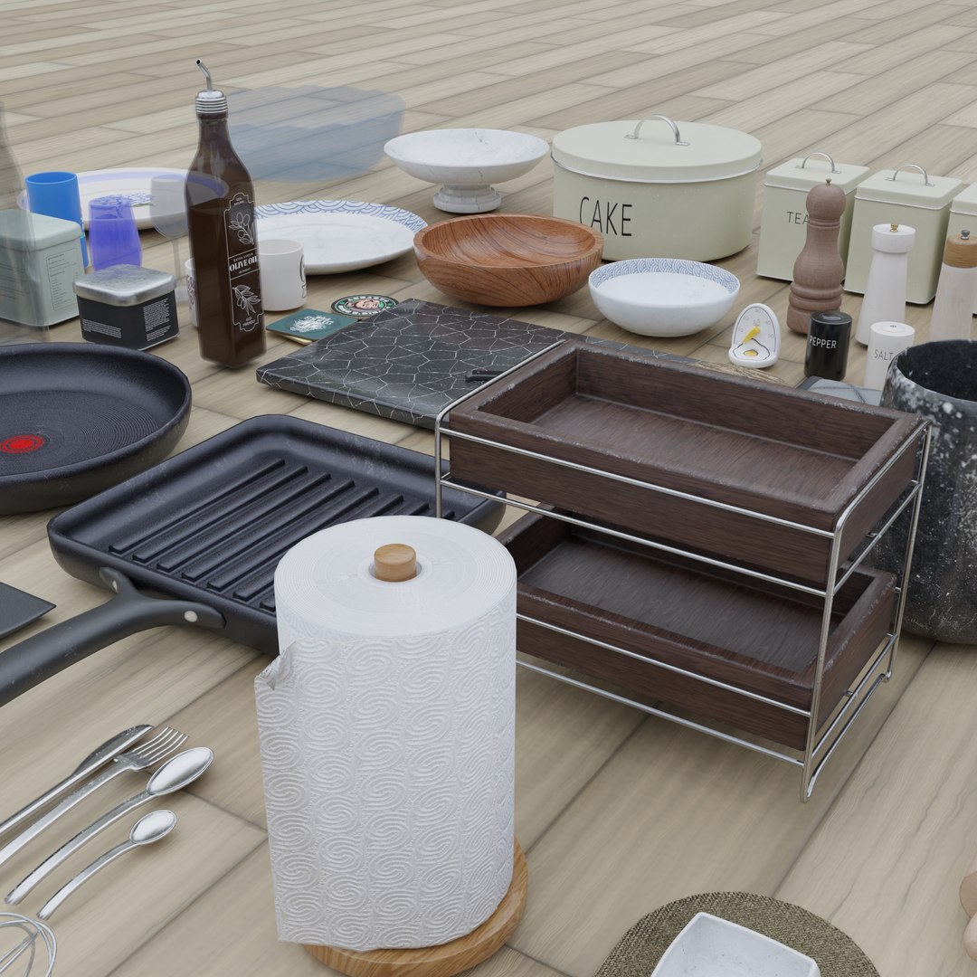 62 Kitchen Props Pack Low Poly Realistic Models With 2K Textures 3D ...