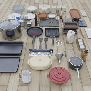 62 Kitchen Props Pack Low Poly Realistic Models with 2K Textures