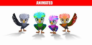 Cartoon birds animated pack