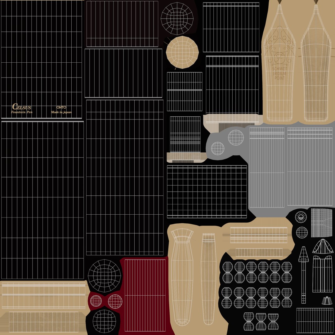 3D OHTO Celsus Fountain Pen https://p.turbosquid.com/ts-thumb/BZ/FTtSkY/aG/ohto_celsus_uv_map/png/1683119526/1920x1080/fit_q87/d0154ef12a5b64848ef66e5f02d9e18e00d9d8ee/ohto_celsus_uv_map.jpg