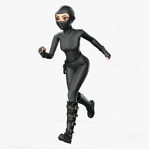 3D Cartoon Rigged Bad Girl Thief Character 3D Model