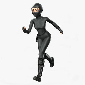 Cartoon Rigged Bad Girl Thief Character 3D Model
