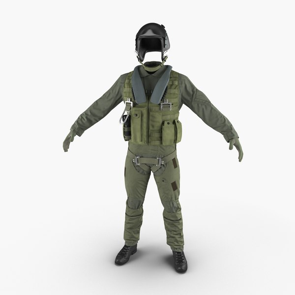 3d military jet fighter pilot model