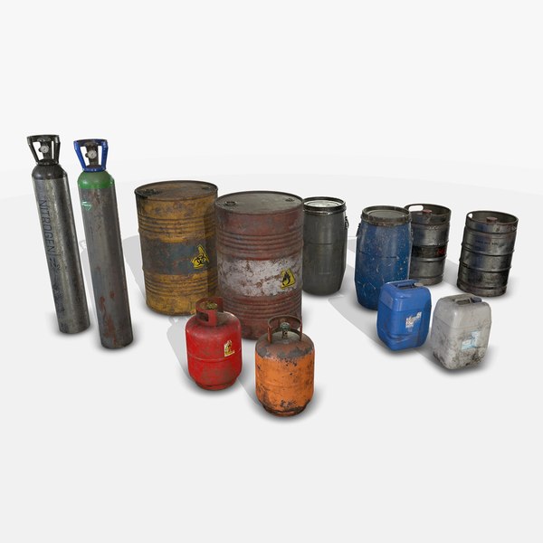 3D barrels drums containers -