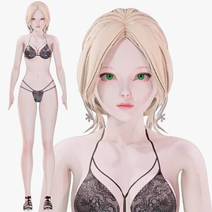 Bikini clothes 0019 - Rig - Unreal - Unity - Blender - Animated - Realistic Female Character 3D model