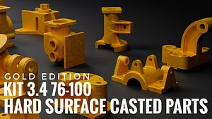 Building Blocks Kit Casted Parts Hard Surface GOLD V10 3D model