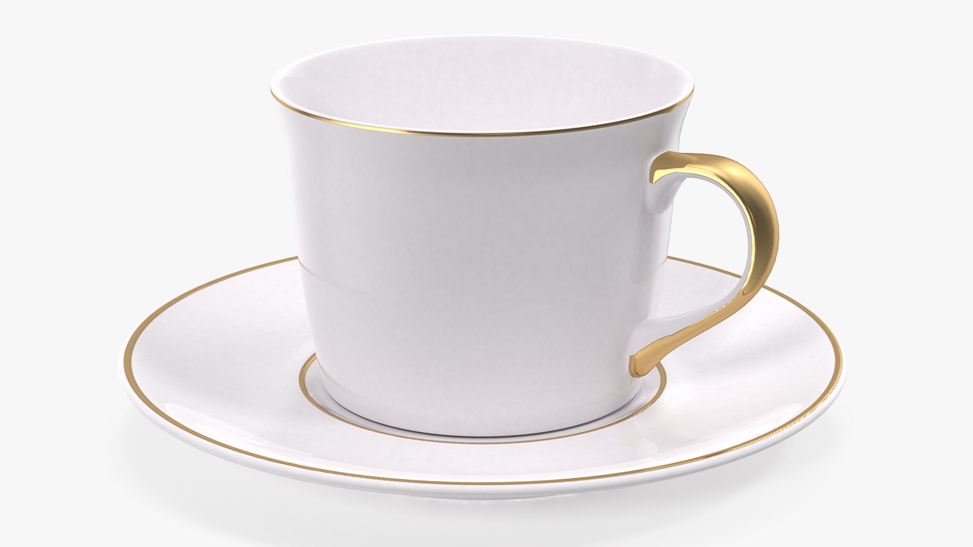 White Ceramic Cup on Plate 3D model preview
