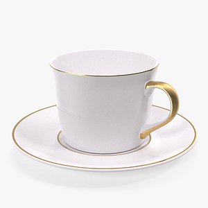 3D white ceramic cup plate model