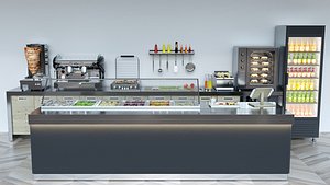 coffee store set 01 3D