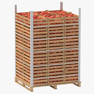 3D Cargo Produce Wood Crate