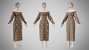 Dress 12 Abstract Organic Mosaic 3D model