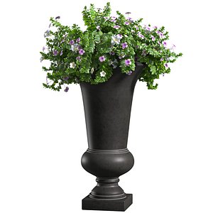 Flowers in a decorative modern vase flowerpot Art Deco 3D