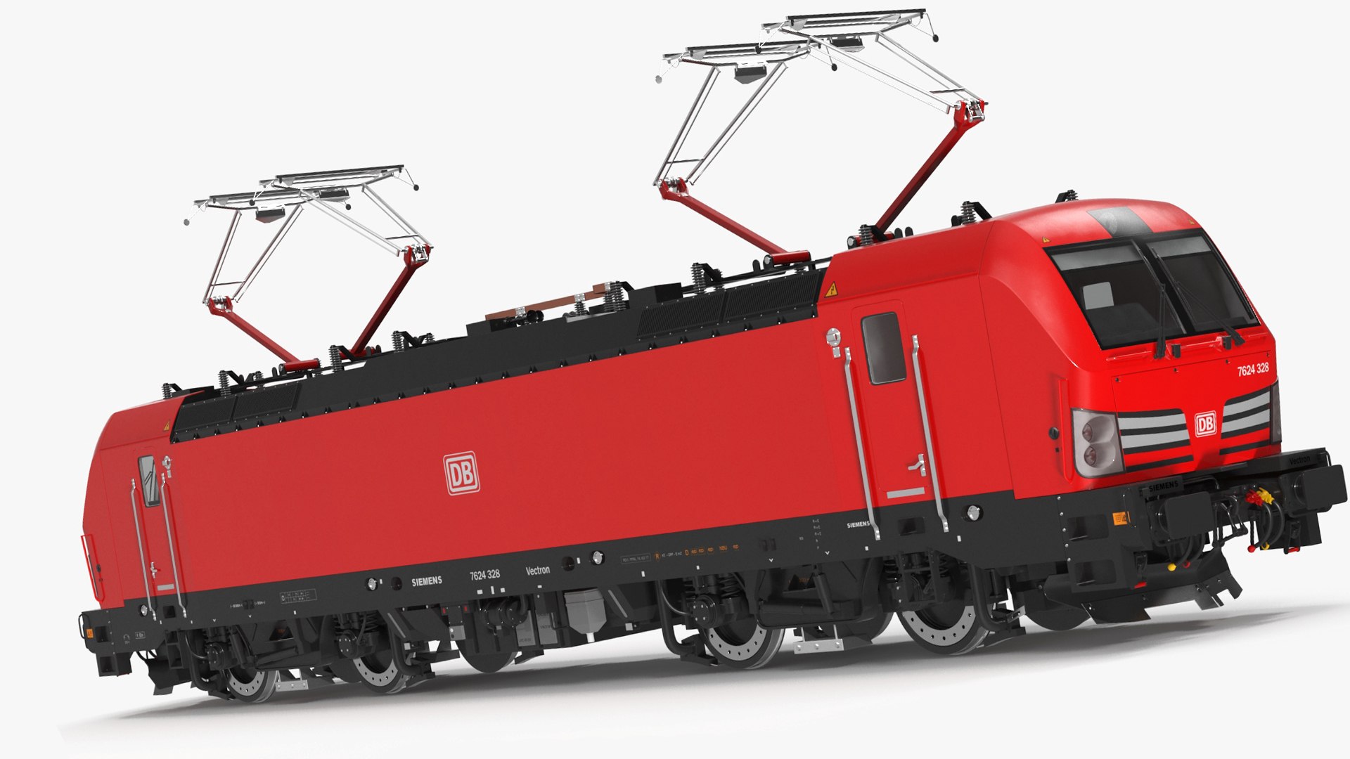 Red Siemens Vectron Locomotive Rigged for Maya 3D model preview
