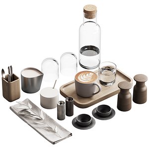 510 dishes decor set 17 coffee and water kit for cafe 01 model