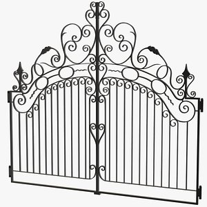 Decorative iron driveway gate 3D model