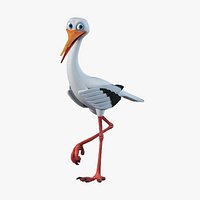 Cartoon Stork Rigged for Maya