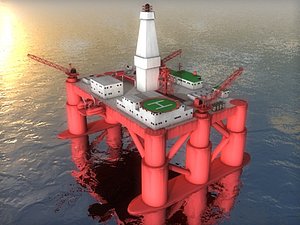 3d model of offshore oil rig platform