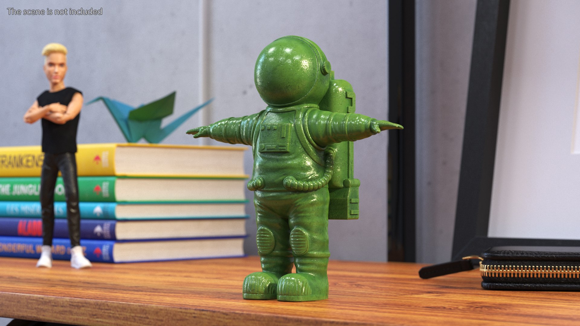Astronaut Toy Character Green Rigged for Cinema 4D 3D model preview