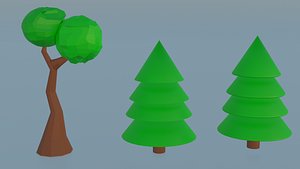 3D model low poly trees