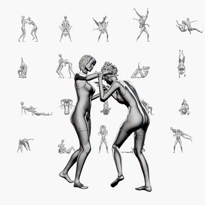 3D Wrestler Woman Set01 model