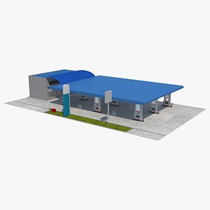 Blue Gas Station 3D model