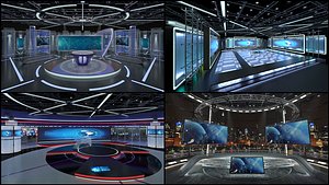 3D model Virtual TV Studio Sets - Collection Vol 14 - 4 PCS DESIGN
