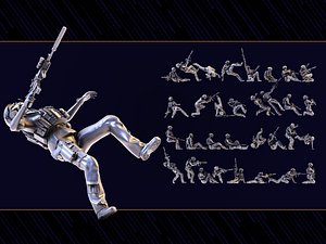 3D US Soldier Set 04 model
