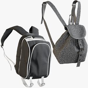 realistic backpack 9 collections 3D