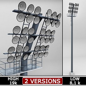 3d model rounded stadium lights