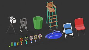 Low Poly Tennis Pack - Props 3D model
