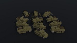 Low-poly Cartoon Dieselpunk armored cars 2 Polygonal Style