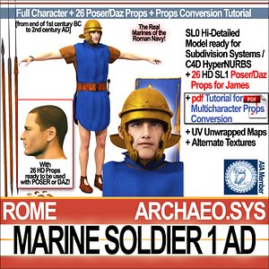 Roman Marine Soldier 1 AD with Poser Daz Props