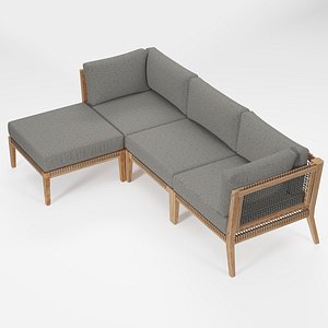 Garden Outdoor Patio Wooden Furniture Sectional Soft Seating - Corner Armless Ottoman