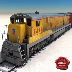 realistic train goods wagons 3d model