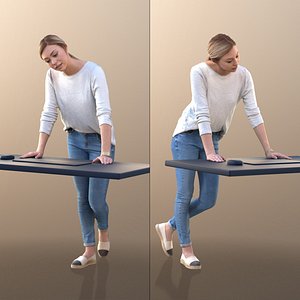 3D model 10074 Ramona Young Woman Leaning on Desk