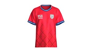 Men USA Crimson Diamond Grid Pattern Soccer Jersey 3D model