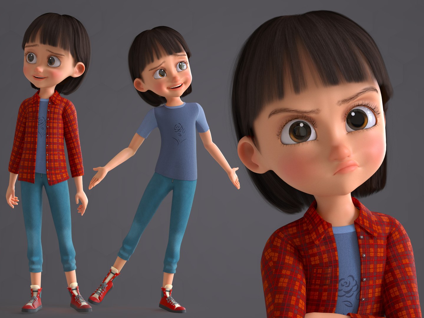 3D CARTOON CUTE GIRL 2 Model - TurboSquid 1948892