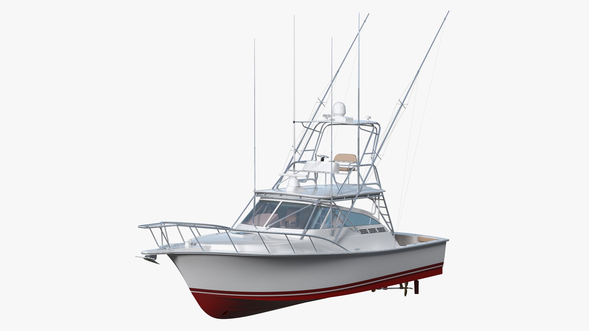 Red Fishing Boat Henriques 35 Express New 3D model preview