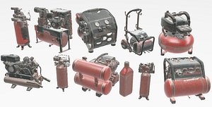 3D Industrial Electric Air Compressor 3D Model