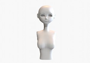 3D female torso low poly