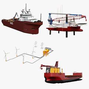 Offshore Wind Farm Ships  Set 3D model