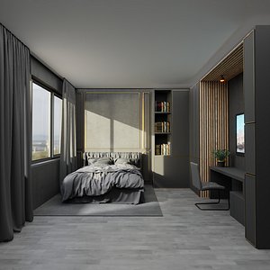 Bedroom Dark - Hotel Room