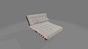 Modern Cream Tufted Wooden Chaise Lounge 3D Furniture Model