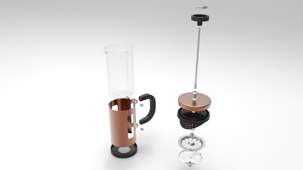 3D Coffee Press - Modern Copper and Glass - Size - Single Cup