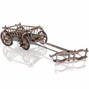3d rustic bull wagon model