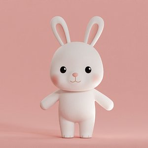 3D model Chibi Kawaii Bunny Cute Cartoon Illustration Low-poly 3D model