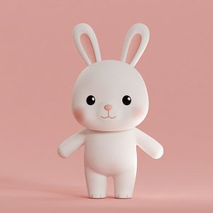 Cartoon Bunny Chibi Kawaii Cute Illustration Low-poly 3D model