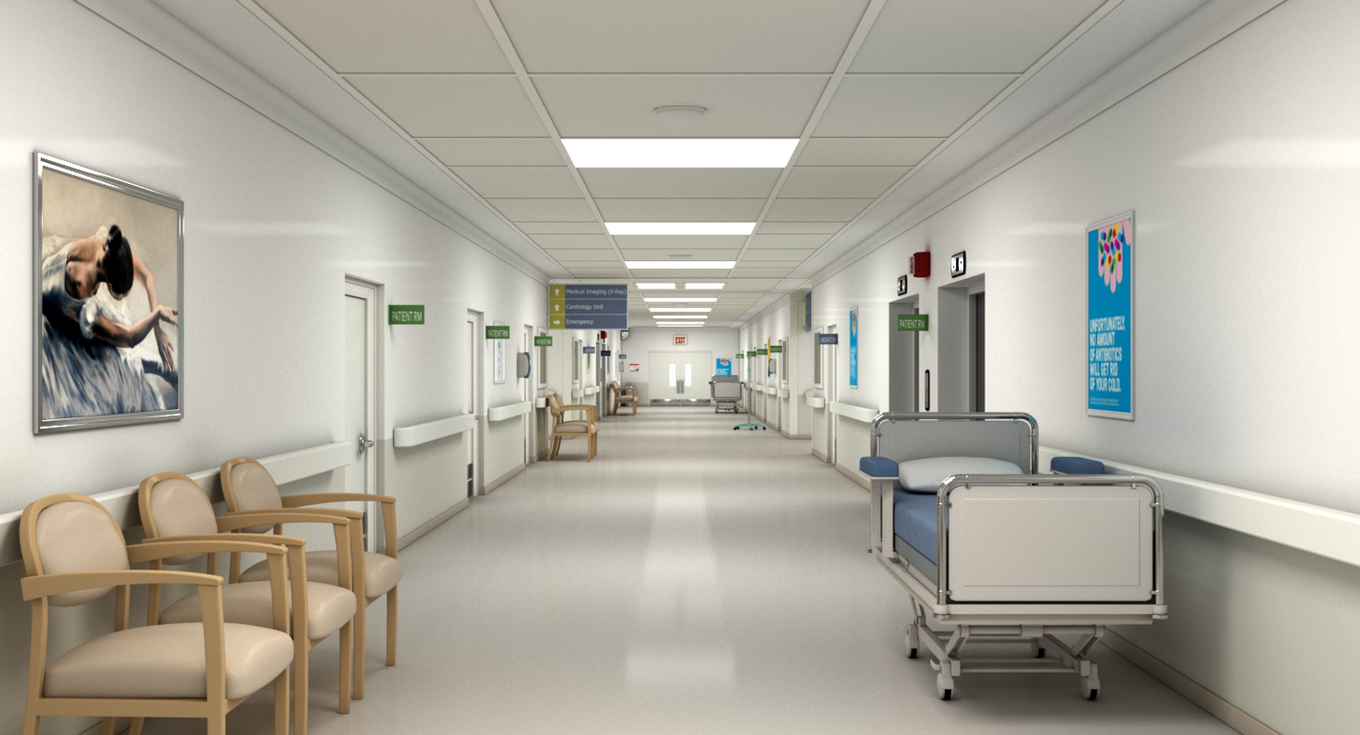 3D Modular Hospital Hallway Model - TurboSquid 1453996