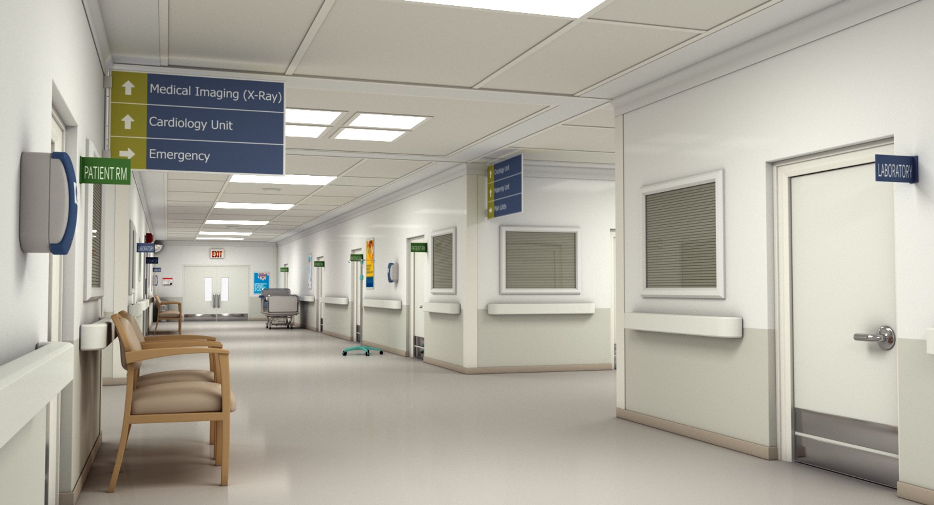 3D Modular Hospital Hallway Model - TurboSquid 1453996