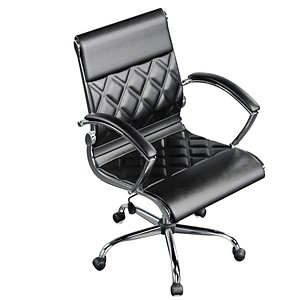 Swivel Office Chair with Chrome Base and Arms 3D